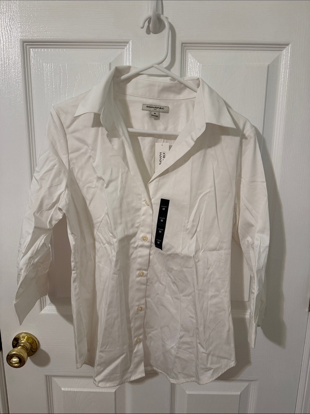 Banana Republic White Stretch Button-Down Shirt - women